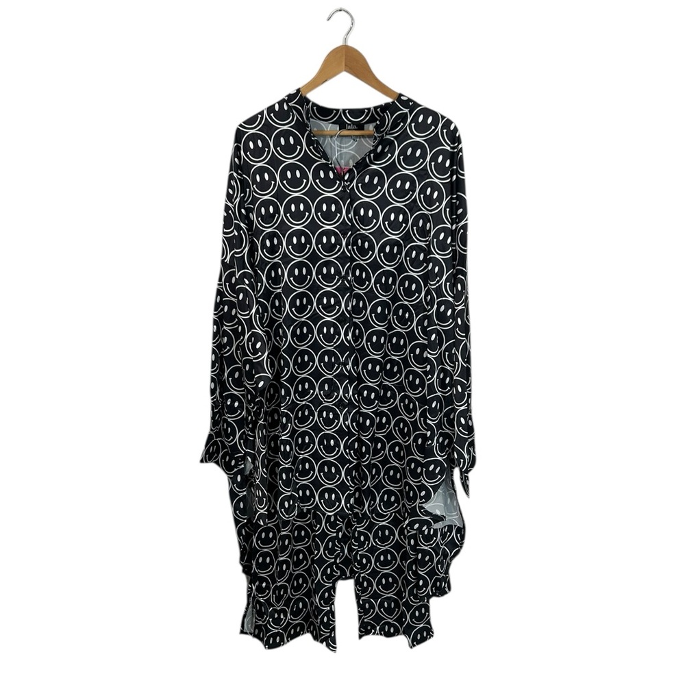 Dressed in LALA Black & White Smiley Face Jumpsuit Set - Picture 3 of 16